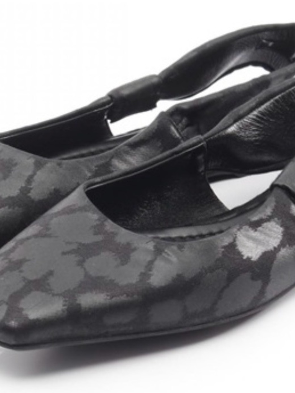 Dior Black Patterned Pointed-Toe Slingback Flats